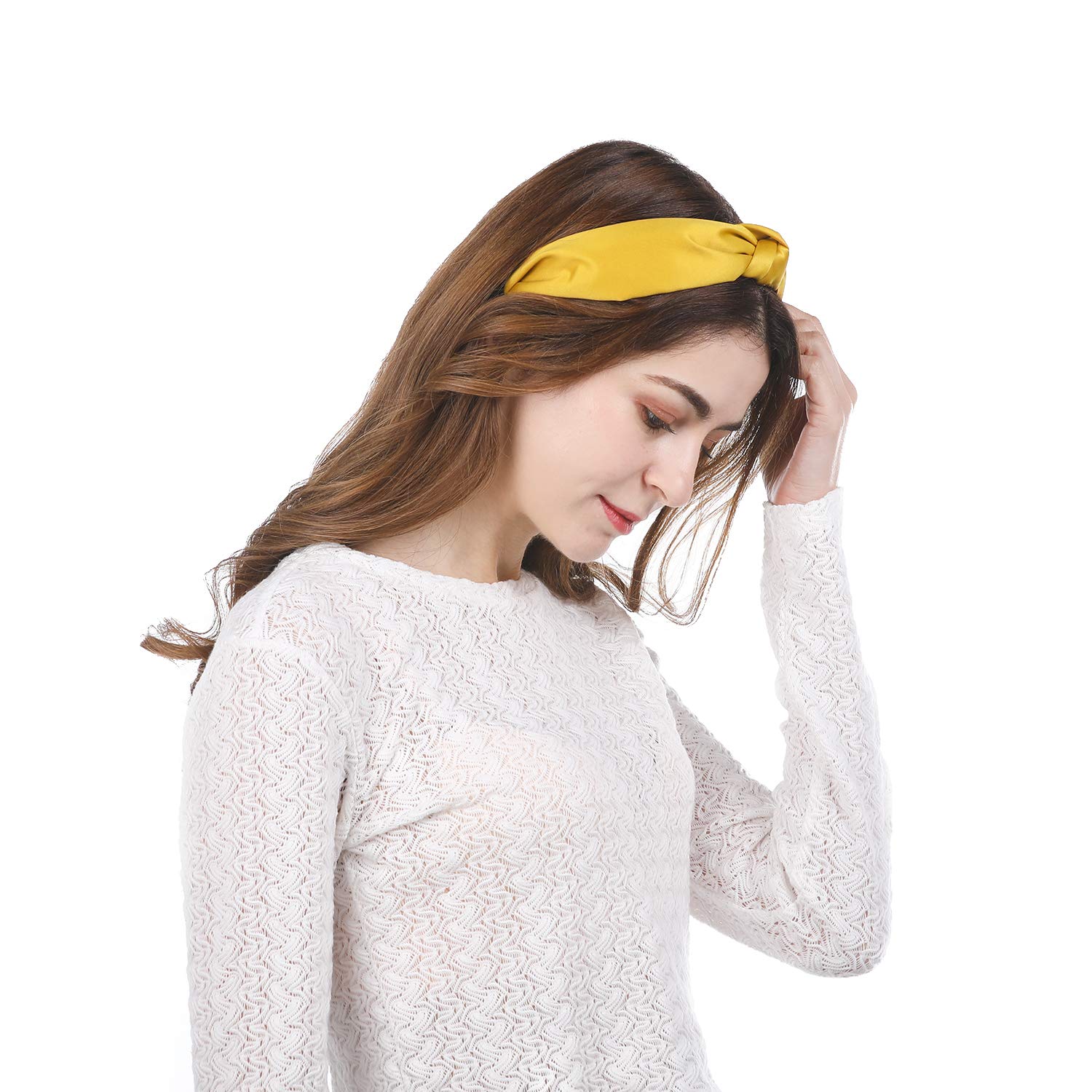 Satin Headbands for Women Girls, Funtopia 9 Pcs Wide Plain Turban Twist knotted Headband Fashion Cross Knot Hair Bands with Solid Colors : Beauty