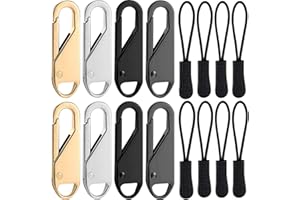 FENGWANGLI Zipper Pull Replacement, 16 Pieces Detachable Zipper Pull Tabs with Extender Cord for Luggage Clothing Jackets Backpacks Boots Purse Coat