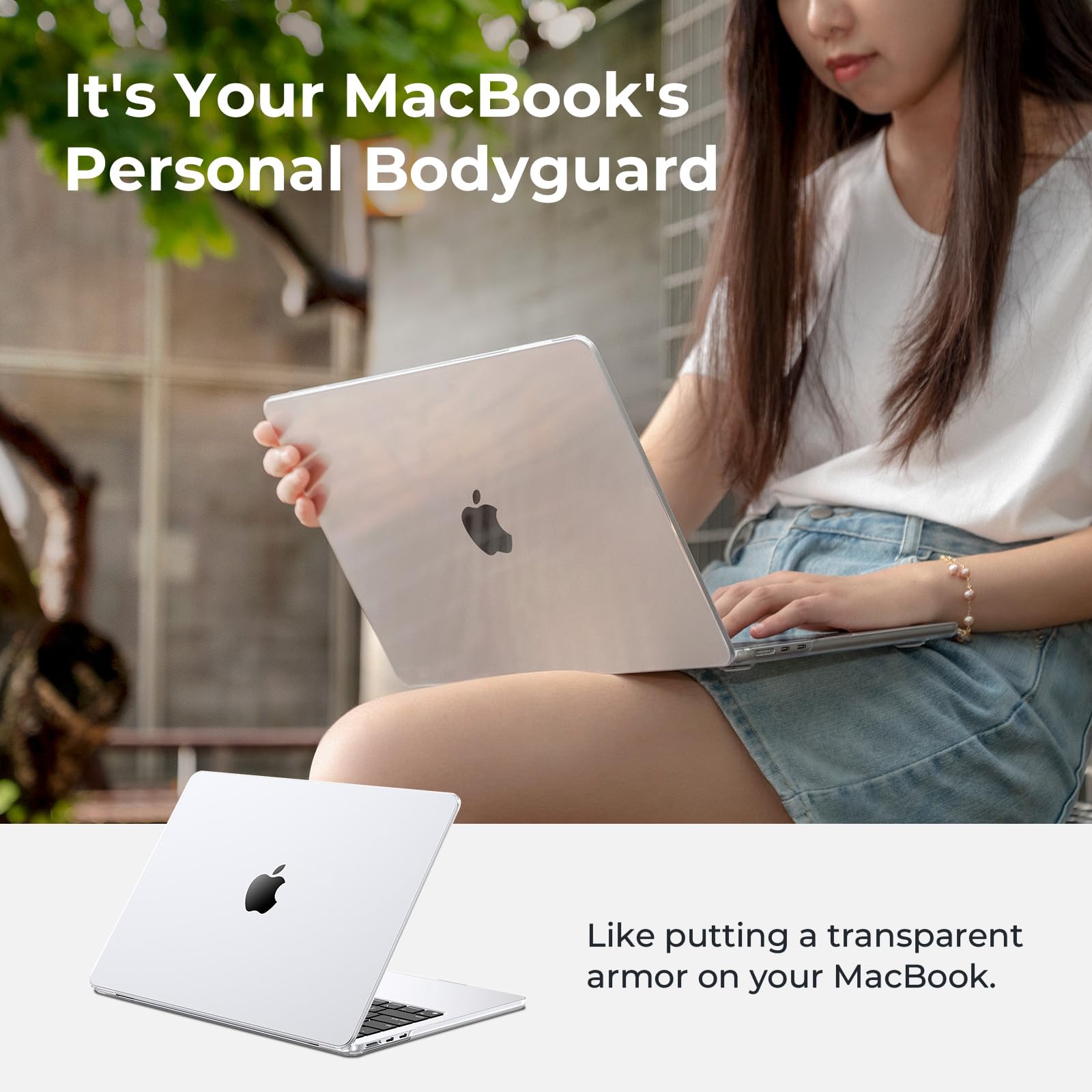EooCoo Case Compatible with MacBook Air 13 inch M4 2025 2024 2023 2022 M3 M2 A3240 A3113 A2681, Crystal Hard Shell Scratch Resistant Protective Cover Compatible for MacBook Air 13.6 inch Case, Clear