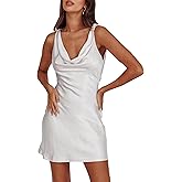 Summer Women Satin Backless Cowl Neck Mini Dress Silk Sleeveless Sexy Short Cocktail Party Dresses for Women 2026