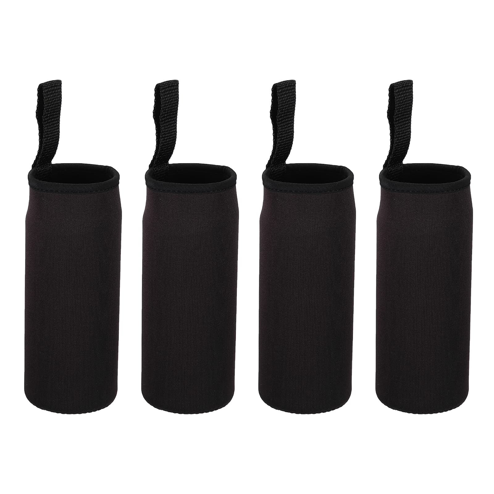 PATIKIL 65mmx180mm Water Bottle Sleeve, 4 Pack Neoprene Insulated Bottle Bag Holder Carrier Pouch with Finger Strap, Black