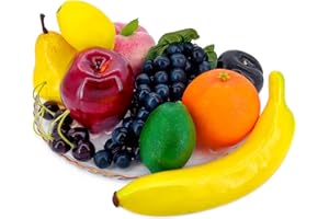 Lorigun Artificial Fruits Set for Decoration Fake Fruits Props,10 Kinds of Fruit (Total 12 Pcs)