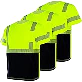 VENDACE 3pcs Safety T Shirts Reflective Class 3 High Visibility Hi Vis Short Sleeve Construction Work Shirts for Men