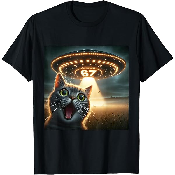thumbnail image 2 of CONFUSED Apparel Cat UFO Abduction Tee - Funny Space Kitty Graphic T-Shirt For Sci-Fi Fans 2 of 4