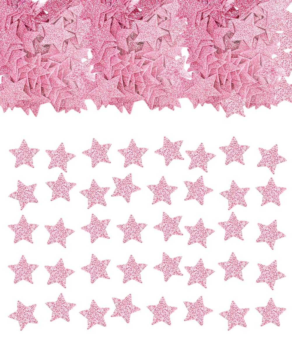 Photo 1 of 240 Pieces Mini Star Glitter Foam Stickers School Reward Patch Self Adhesive Wall Sticker Confetti for Scrapbook Journal Embellishment Birthday Christmas Party Decor (Pink)