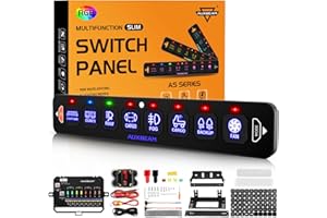 Auxbeam 8 Gang Slim Switch Panel RGB AS-R80 Automatic Dimmable Switch Panel with Toggle Momentary Pulsed LED Control Panel Of