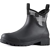 Showave Ankle Rain Boots Women Waterproof Garden Boot Comfort Lined Rubber Mud Chore Booties Slip on Chelsea Rain Footwear