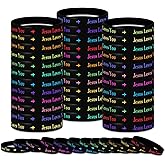 MATEPLUS 24Pcs Jesus Loves You Rubber Bracelets Christian Bracelets Colorful Silicone Wristbands Motivational Cross Bracelet Bulk for Men Women Kids Church Party Favors Gifts (Black)