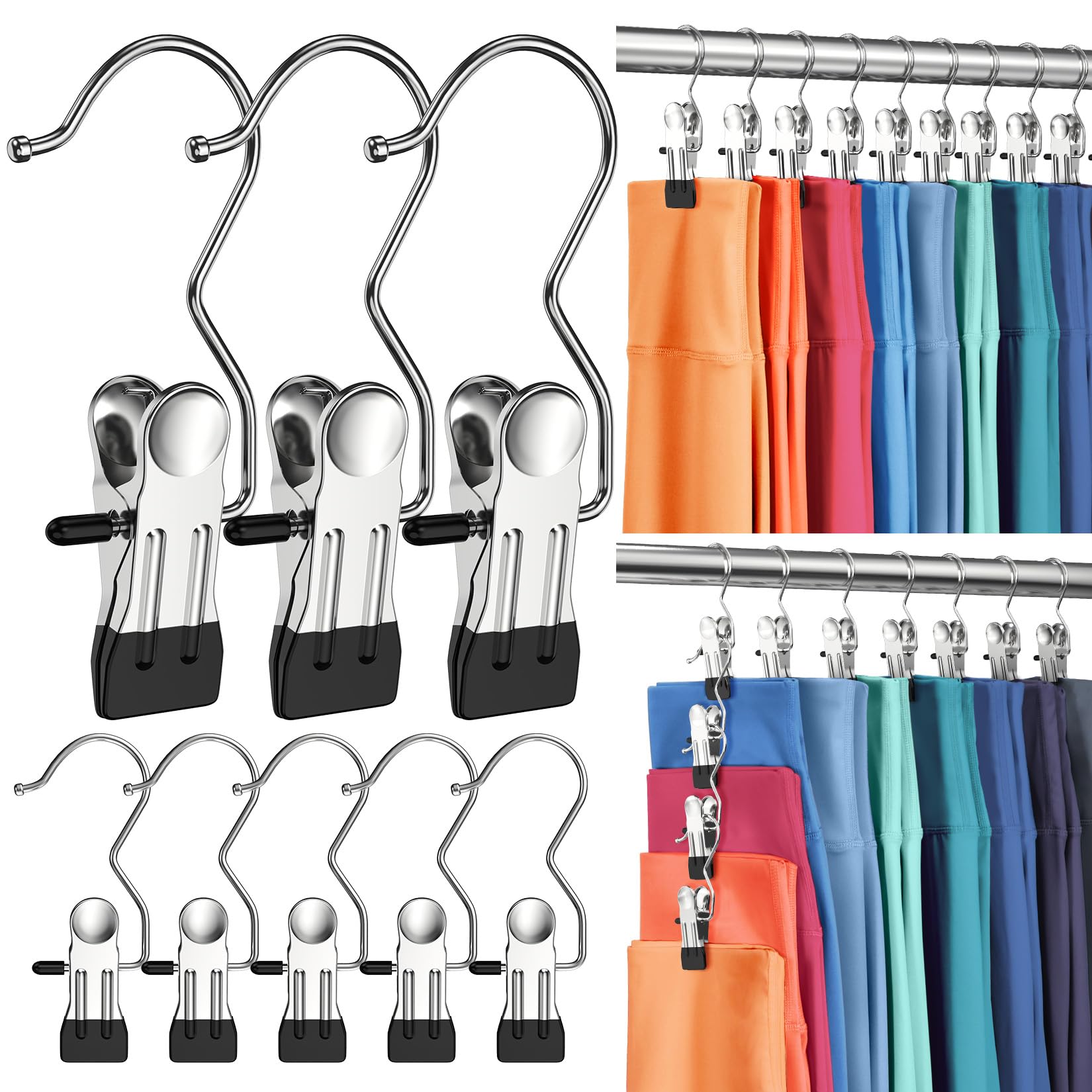 50 Pack Pants Hangers with Clip,Legging Organizer for Closet Hanging, Space Saving Yoga Pants Hangers Clip Hangers Closet Organization,Closet Organizers and Storage for Jeans,Shorts,Skirts,Hats