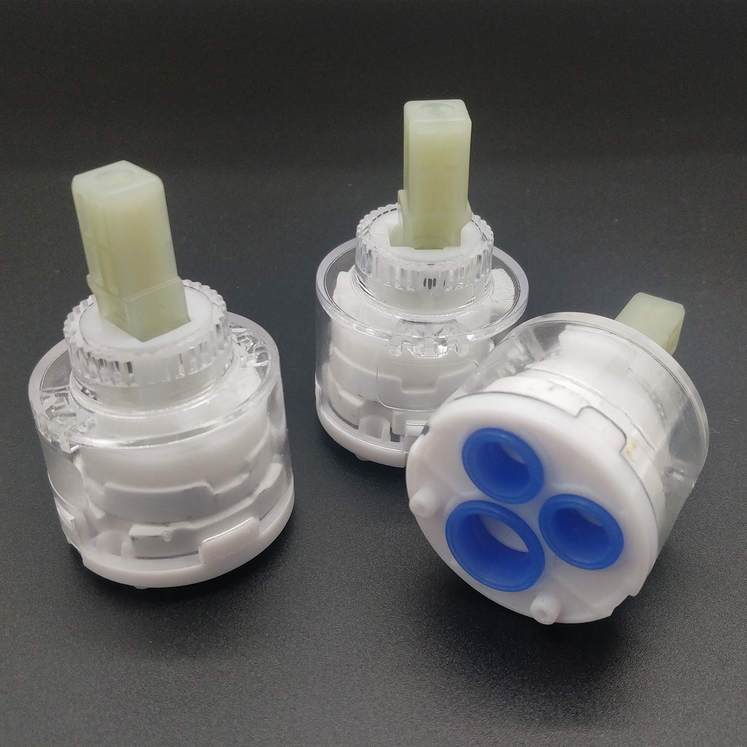 3PCS New 40mm Ceramic Disc Plastic Bath Basin Shower Lever Mixer Tap Inner Cartridge Replacement,Ceramic Cartridge Faucet Valve Mixer Tap (Transparent