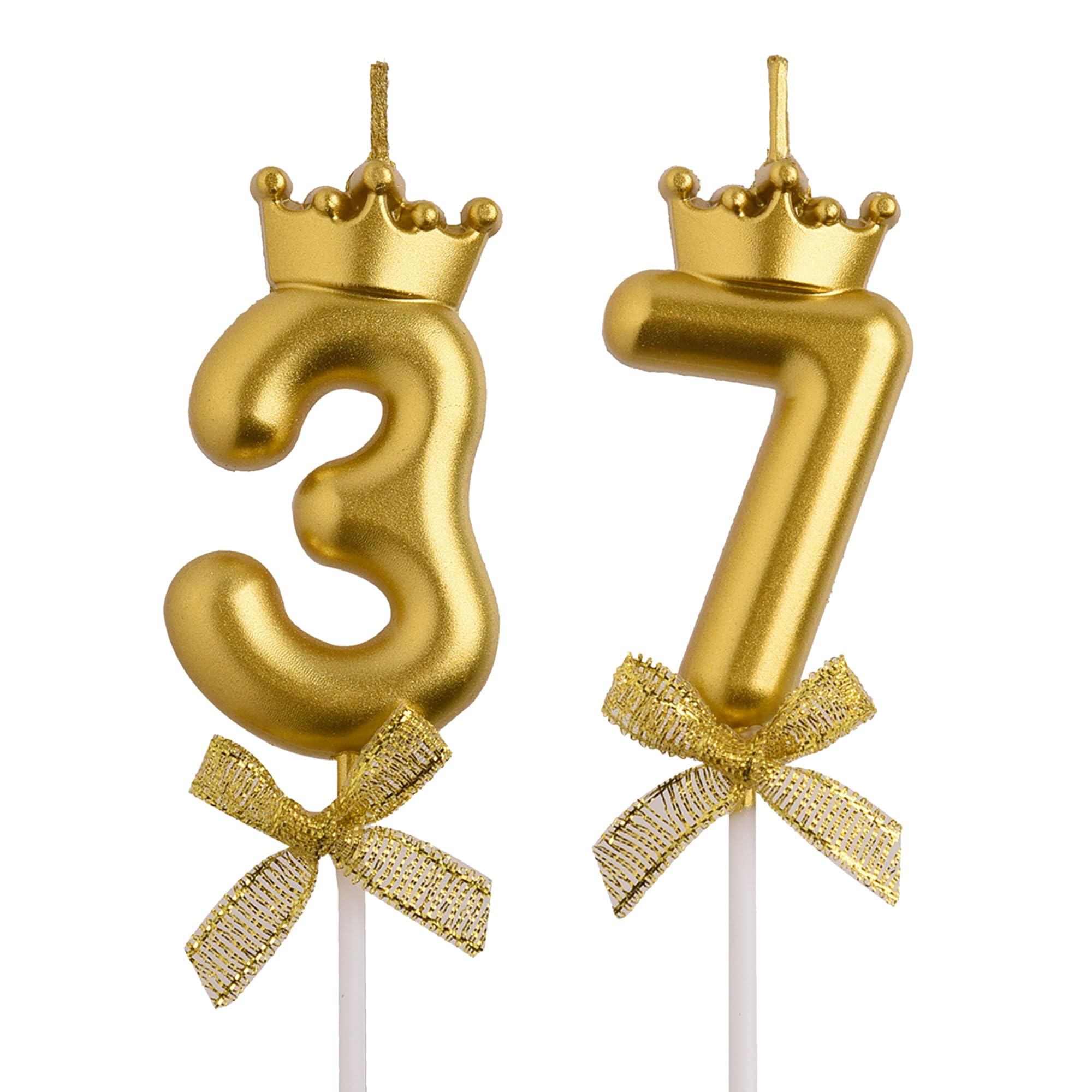 Photo 1 of AOOLADA 37th 73rd Birthday Candles, Gold 73 37 Year Old Cake Topper Number Birthday Candles, Birthday Party Decorations Gifts for Women Men