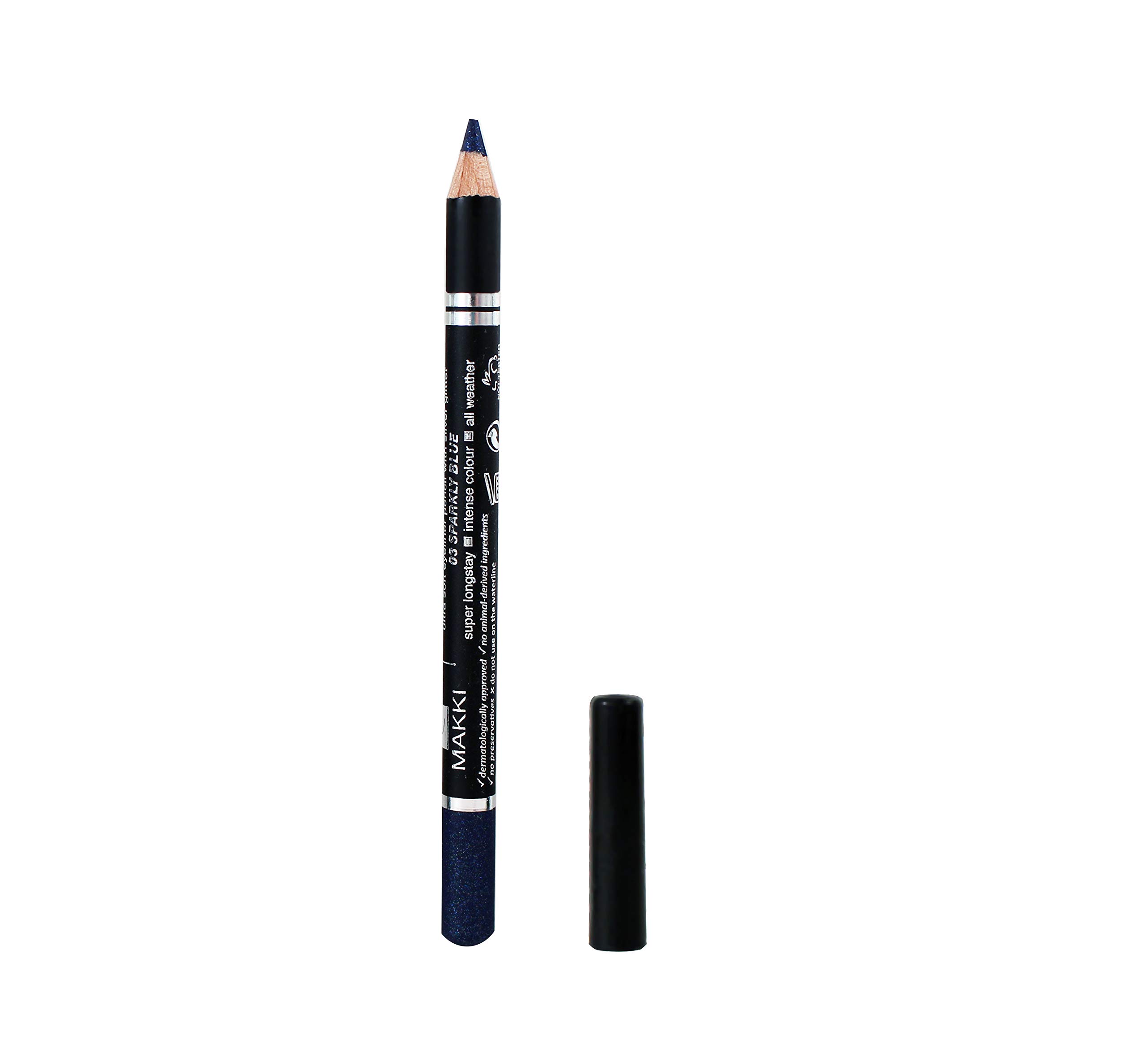 Sparkly Blue Eyeliner Pencil Sparkling Colour Shade 03 with silver glitter Shimmery Eye liner