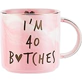 I'm 40 - Funny 40th Birthday Gifts for Women - Best Turning Forty Year Old Birthday Gifts Ideas for Women, Wife, Mom, Daughter, Sister, Aunt, Best Friends, BFF, Coworkers, Her - Ceramic Coffee Cup