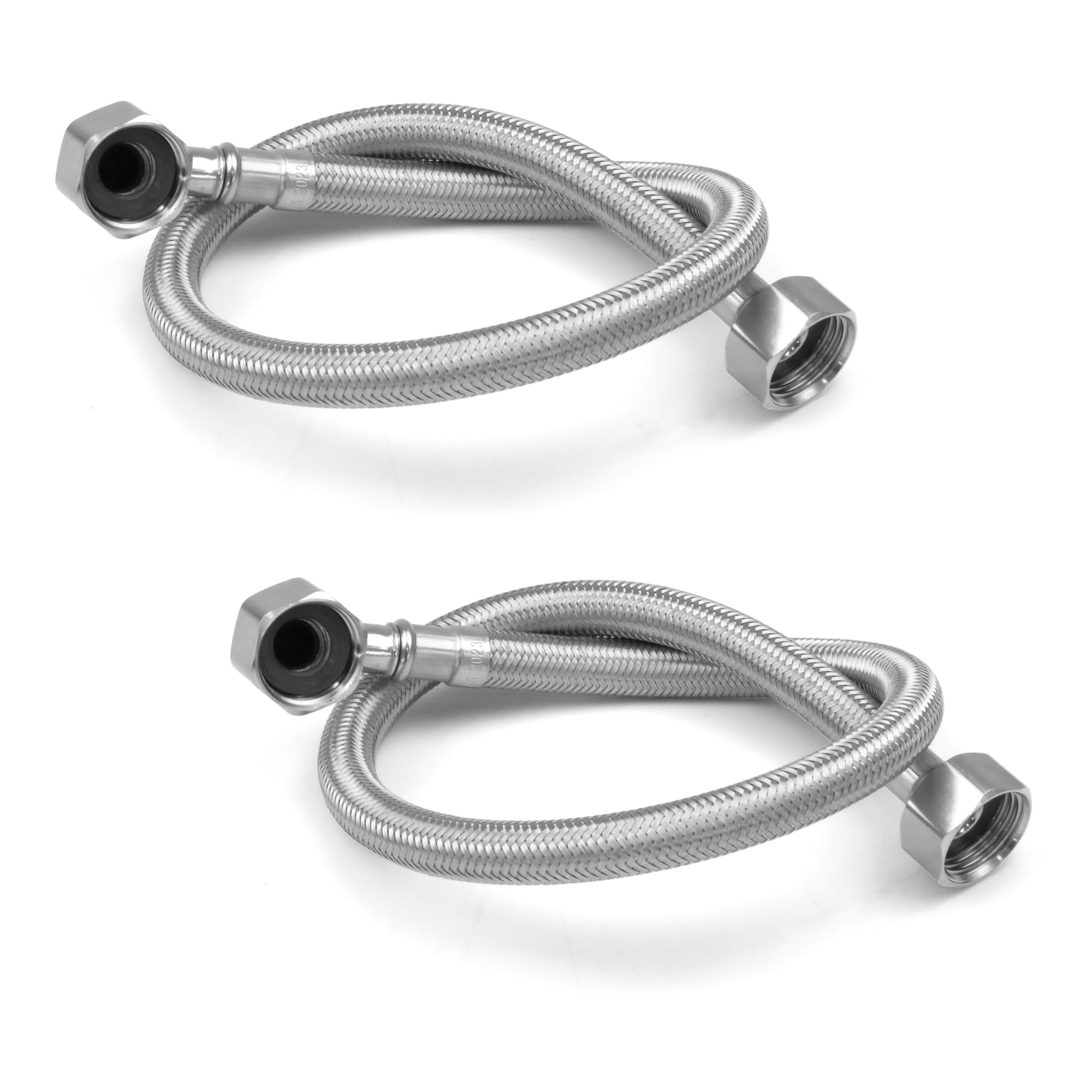 Xcel Home WRAS Approved Elbow 1/2 (90°) x 1/2 BSP x 500mm Flexible Pipe Connectors | 2 Sizes - 2 Pipes | Elbowed Stainless Steel Braided Flexi Pipes for Boilers, Plumbing Bathrooms, Kitchens