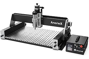 AnoleX CNC Router Machine RX6040 with 1.5KW Air Cooled Spindle, All-Metal XYZ Axis Dual Steel Linear Guides & 1204 Ball Screws for Metal Aluminum Brass Wood Acrylic PCB