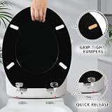 Angel Shield Wood Toilet Seat with Adjustable Soft Close Hinges Black view 4