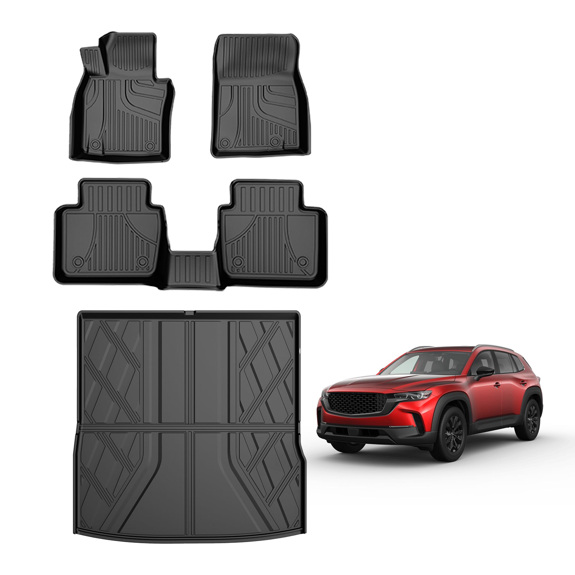 Floor Mats & Cargo Liner Set Custom Fit for Mazda CX-50 2023-2026 (Not for Hybrid) All-Weather TPE Rubber Anti-Slip CX50 Car Interior Accessories Image