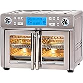 Emeril Lagasse Combo de horno freidora de aire 360 de doble zona con puerta francesa, 25 cuartos de galón extra grande, cocin