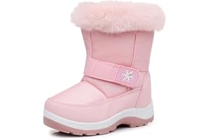 Blikcon Kids Boys Girls Snow Boots Water-resistant Winter Boots - Warm Plush Faux Fur Lined, Side Zipper & Non-Slip Sole (Toddler/Little Kid)