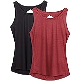 icyzone Women's Lightweight Breathable Open Back Workout Athletic Yoga Tank Tops