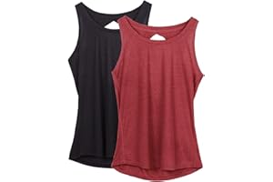 icyzone Women's Lightweight Breathable Open Back Workout Athletic Yoga Tank Tops