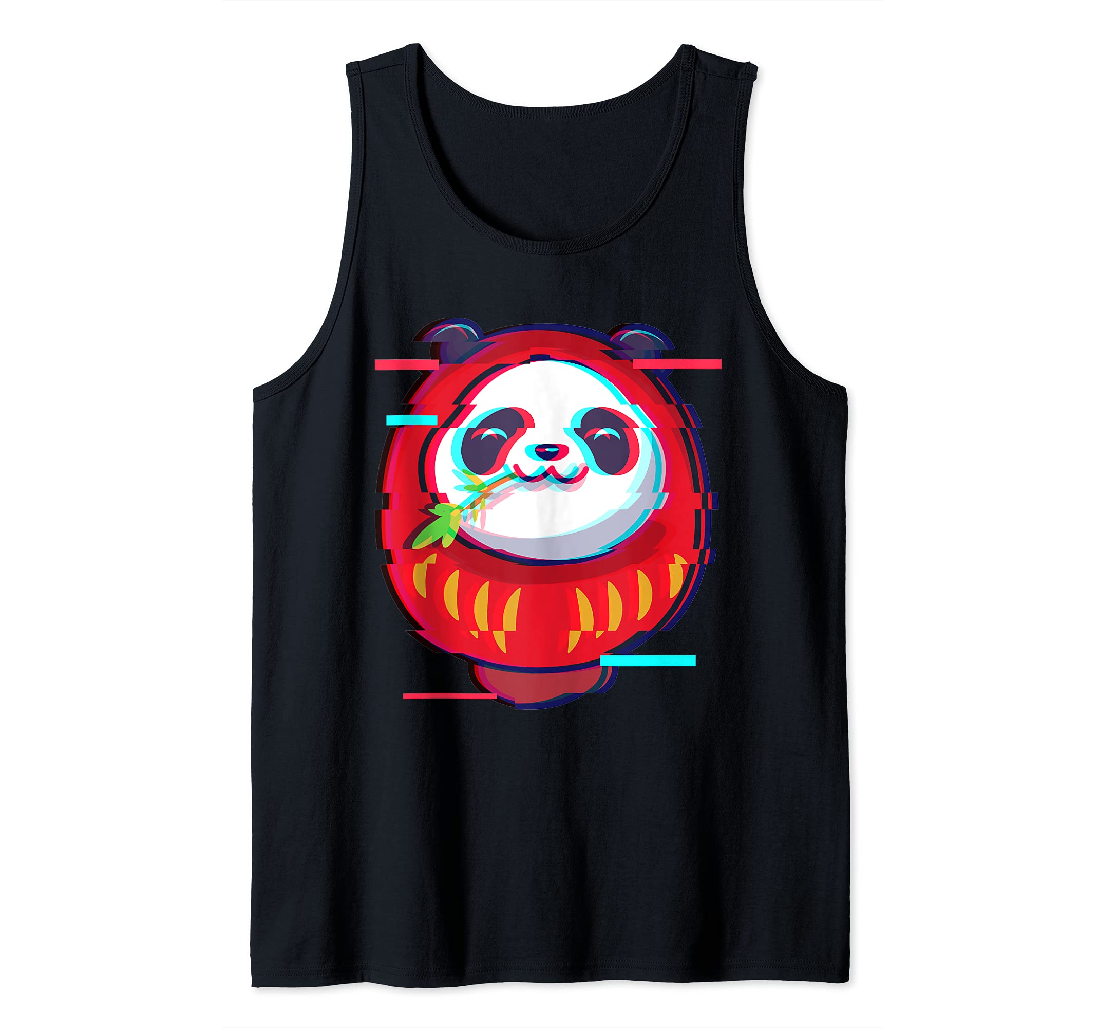 Vaporwave Japanese Daruma Doll Kawaii Panda Bear Glitch Tank Top