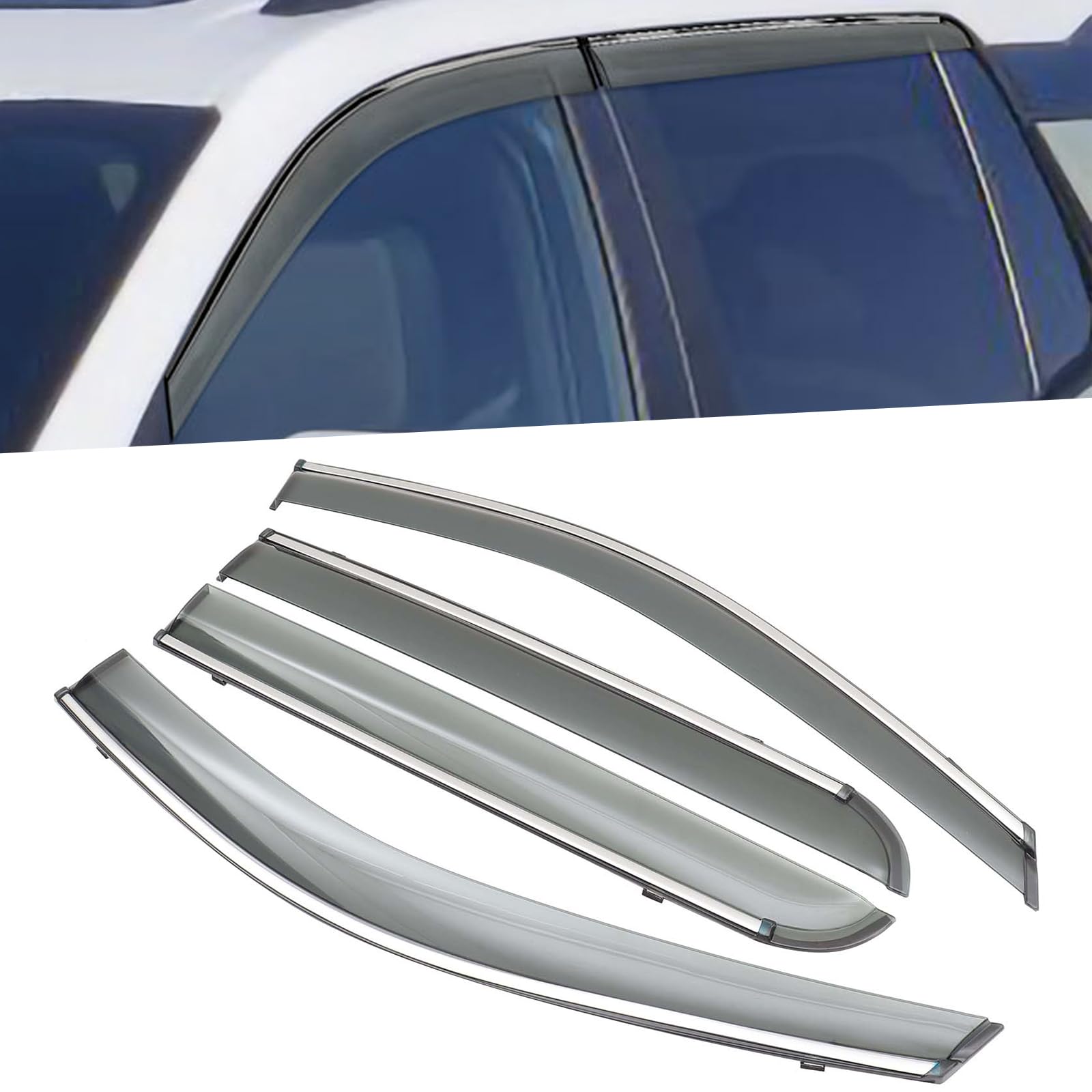Chrome Trim Window Visors For Subaru Forester 2019-2021 – 4pc Rain Guard Set