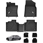 3W Floor Mats (with Carpets) Fit Lexus ES (2019-2024 ES350/ES300h & 2025 ES300h/ES Hybrid), TPE All Weather Custom Fit Floor Liner for Lexus ES 1st and 2nd Row Full Set Car Mats, Black