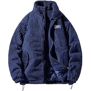 Lmlmigy Winter Corduroy Bomber Jacket Mens Thicken Winter Insulated Coat | Everyday,Weekend Casual, Street Style,Commute,Even