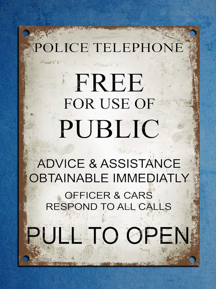 Metal tin sign 8x12 inches Vintage Style Police Phone Box Tardis Dr Who Wall Door Sign