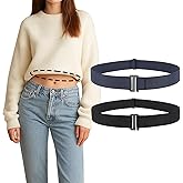 JASGOOD Crop Top Tuck Waist Band for T-Shirts Adjustable Sweater Tuck Band Belt Elastic Belts for Women 2 Pack