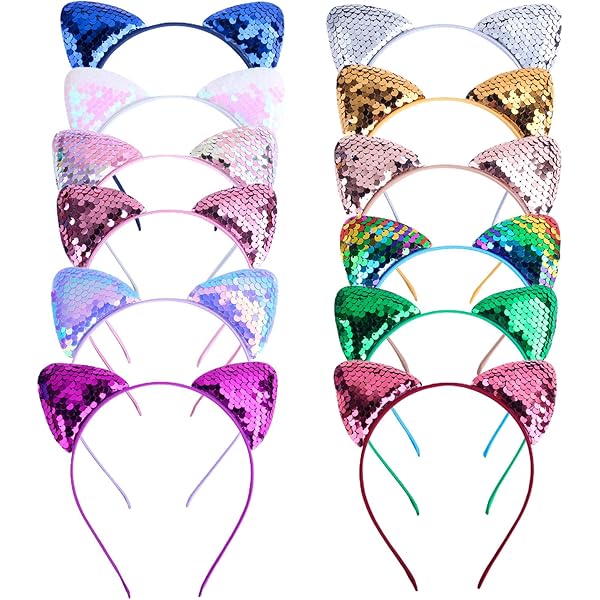 Halloween Cosplay Cat Ears Headband For Women Glitter Leopard Print