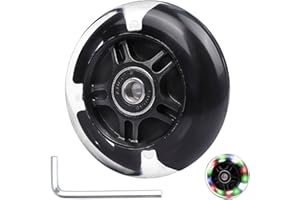 Gladeer 1-Pack 80mm Light Up Scooter Wheel Rear Colorful Led Flashing Replacement Wheel for 3-Wheeled Kid Scooter (Black)