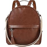 Fmeida Fashion Backpack for Women Vegan Leather Small Backpacks Purse Convertible Shoulder Bag Fashion Ladies Daypack Handbags w Tassel, Brown