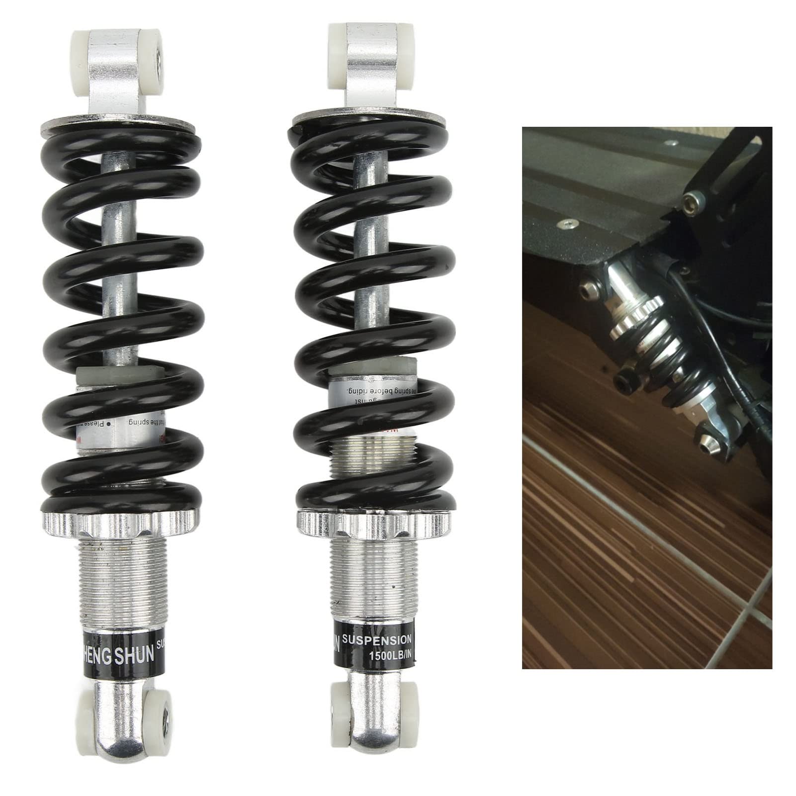 Shock Damper, 1 Pair Steel Alloy Adjustable Spring Pressure Motorcycle Suspension Damper, Air Shock Absorber Accessories Replacement for Electric Scooter ATV