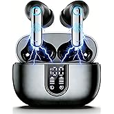 RRLLRJ Wireless Earbuds, Bluetooth 5.4 Headphones Bass Stereo, Ear Buds with Noise Cancelling Mic, Hi-Fi Stereo Bass Ear Buds with 48H Playtime, Bluetooth Earbuds for Laptop, Phones, Sports