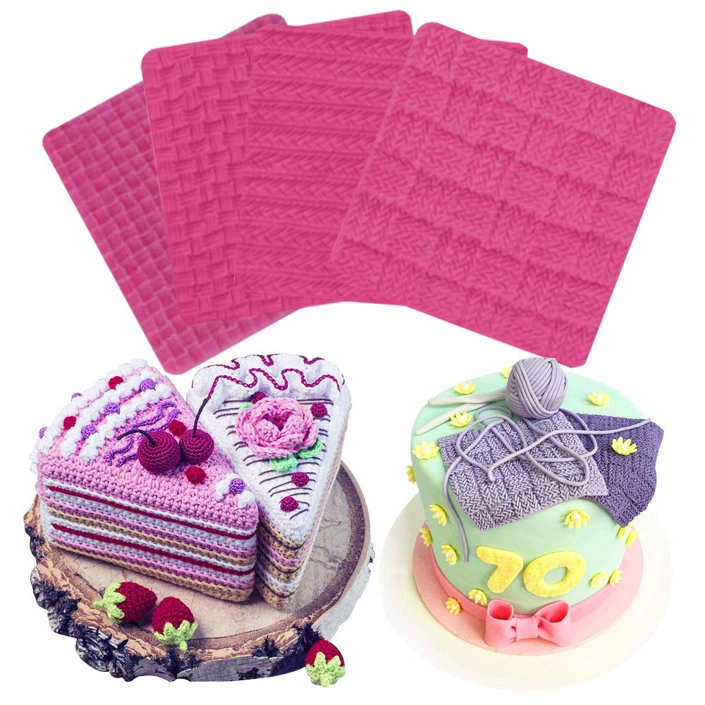 WonDerfulC Fondant Silicone Mold, Knitted Texture Printing Pad Mould, Sweater Pattern, Knitted Texture, Cake Border Molds, Dessert Decoration Moulds