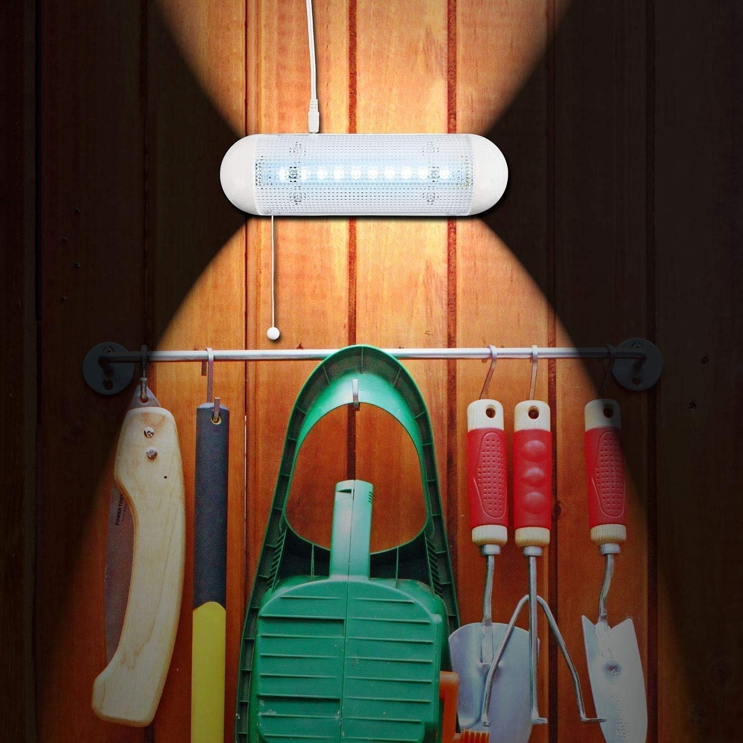 Garden Mile® Pack of 2 Rechargeable Solar Powered Shed Lights with Pull