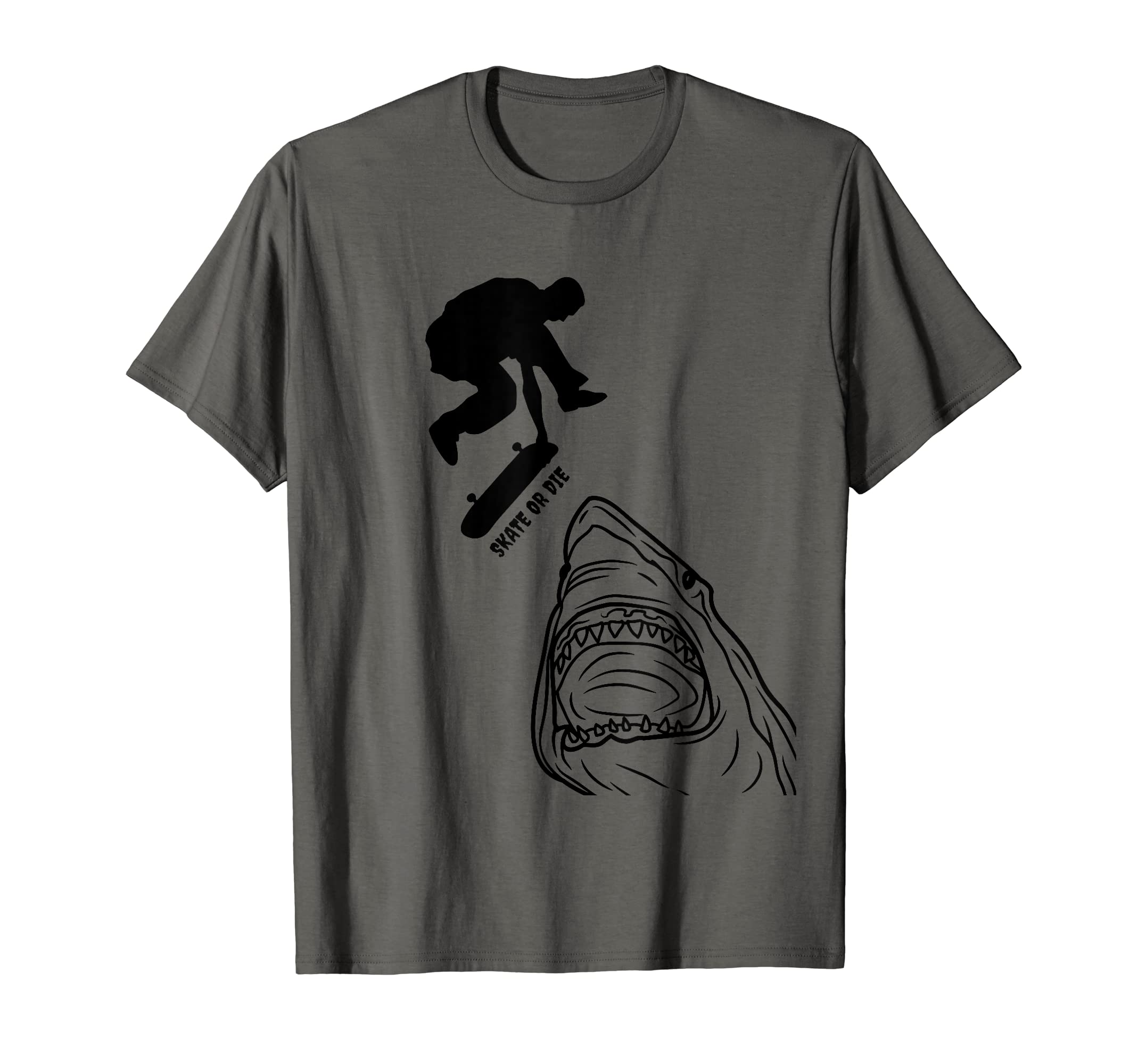 Shark Jaw Drawing Art Longboard Pro Skateboard tricks Skater T-Shirt
