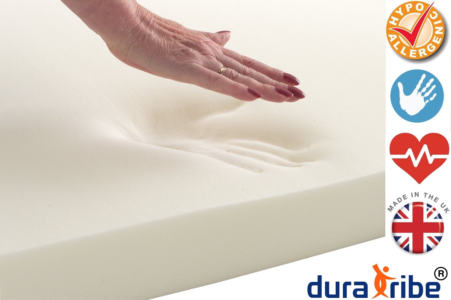 DuraTribe Comfimat 2 in (5cm) Memory Foam Mattress Topper - Single (90 x 190 cm) - Breathable Removeable Cover