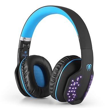 Bluetooth Gaming Headset Kopfhörer mit Mic, Q2 3.5mm Surround Sound LED Licht Over-Ear-Kopfhörer für PSP PS4 PC Xbox One Lapt