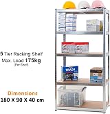 Crystals Denny Shop Heavy Duty 5 Tier Racking Shelf 180x90x40cm view 5