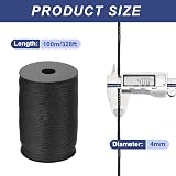 Sourcing Map 4mm Polypropylene Rope 100m Black Braided Utility Cord view 2