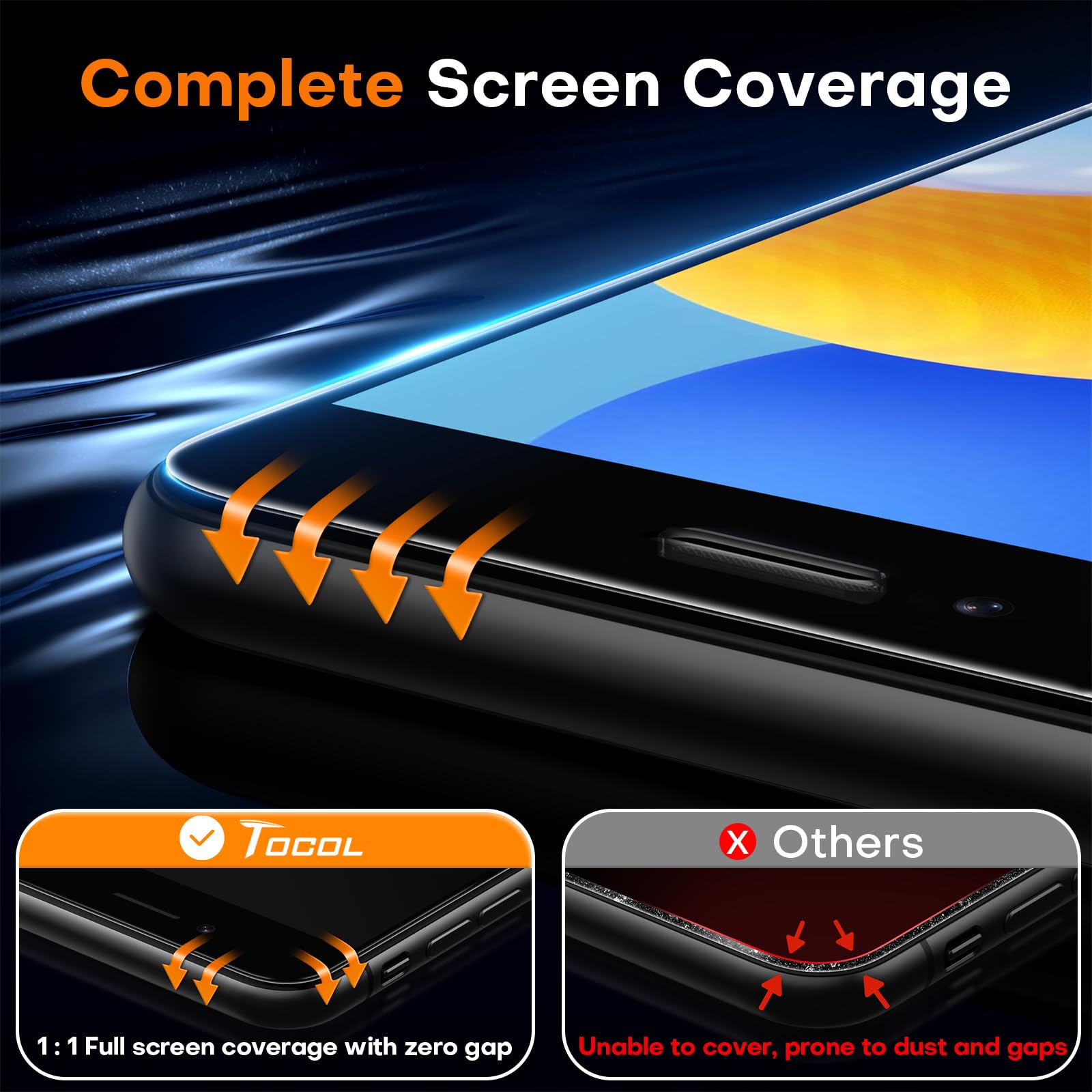 TOCOL 2 Pack Screen Protector for iPhone SE 3/2 (2022/2020 Edition), iPhone 8/7, iPhone 6s/6 4.7-Inch Instant Installation 14FT Military Grade Protective 9H+ Tempered Glass HD No Bubbles No Dust