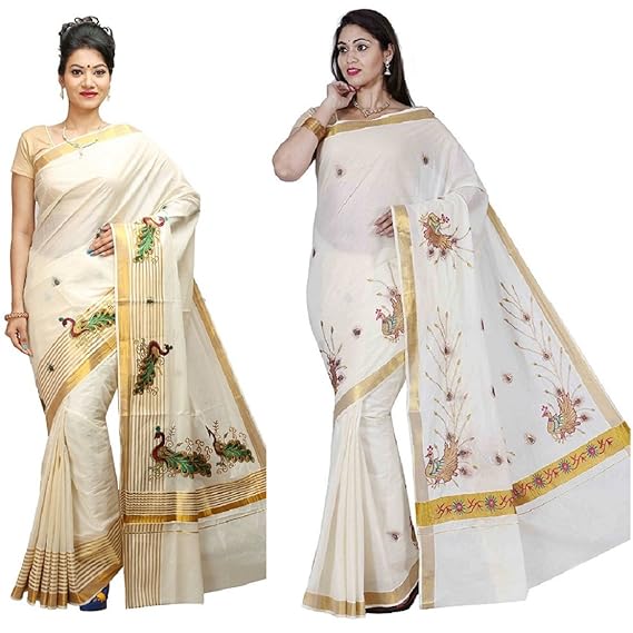 cotton kerala kasavu zari saree with running blouse