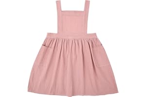 Surblue Kids Retro Aprons Pinafore Apron for Girls Boys Cotton Linen Aprons for Children