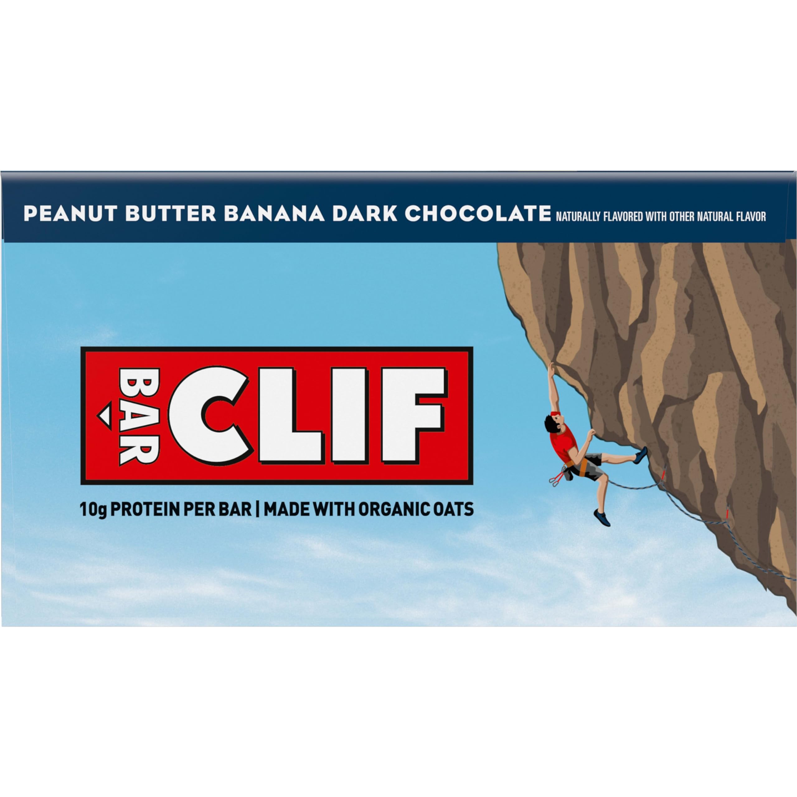 CLIF BAR - Energy Protein Bars - Peanut Butter Banana with Dark Chocolate - Made with Organic Oats - Energy Bars - Non-GMO - (10 Pack)