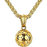 HANRESHE Soccer Ball Necklace Pendant for Girls Sports Jewelry 14K Gold Plated Soccer Cross Necklace for Boys Soccer Player Gifts