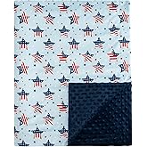 david's kids Micro Fleece Minky Baby Blanket for Boys Girls with Double Layer and Soothing Raised Dots, Breathable and Soft Lightweight Receiving Blanket for Newborns, 40x50 Inches, Flag