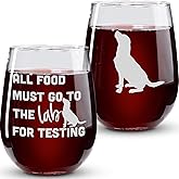 On The Rox Labrador Gifts for Labrador Lovers- All Food Must Go To The Lab For Testing Stemless Wine Glass Set of 2- Chocolate Lab Wine Glass - Dog Face, Black Labrador Gifts Drinks